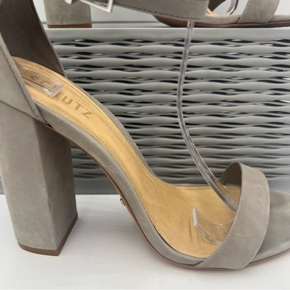 Schutz Enida Suede Heels Grey Mouse Size 10 - Picture 4 of 16